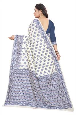 Royal Blue Woven Silk Saree With Blouse 4