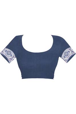 Royal Blue Woven Silk Saree With Blouse 5