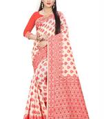 Red Woven Silk Saree With Blouse