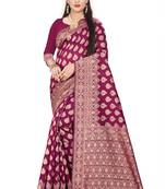 Wine Woven Silk Saree With Blouse