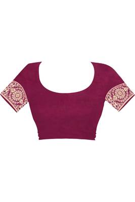 Wine Woven Silk Saree With Blouse 5