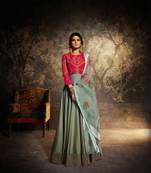 Red embroidered silk salwar