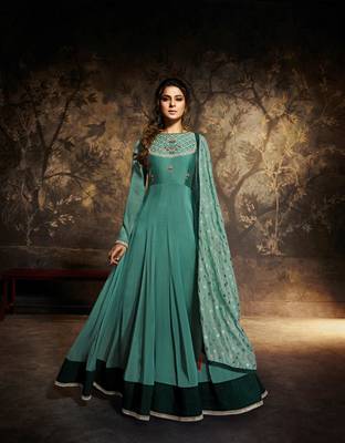 Blue embroidered silk salwar 1