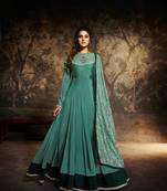 Blue embroidered silk salwar