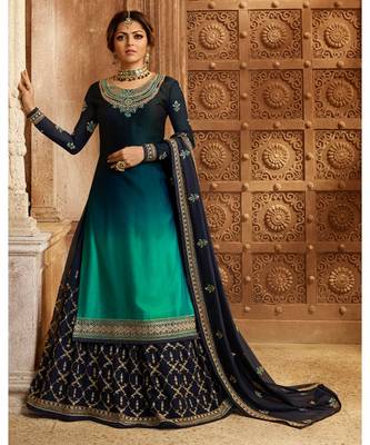 Partywear Designer Embroidery Blue Rama Rangoli Salwar Suit 1