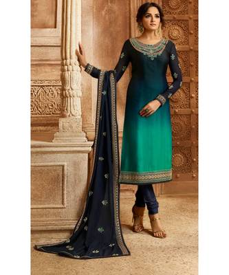 Partywear Designer Embroidery Blue Rama Rangoli Salwar Suit 2