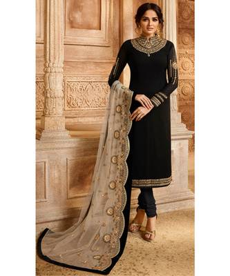 Partywear Designer Embroidery Black Foux Georgette Salwar Suit 3