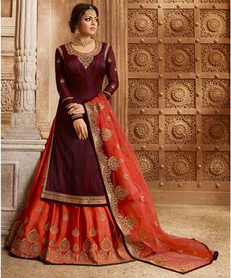 Partywear Designer Embroidery Maroon Fancy 2 Ton Salwar Suit 1