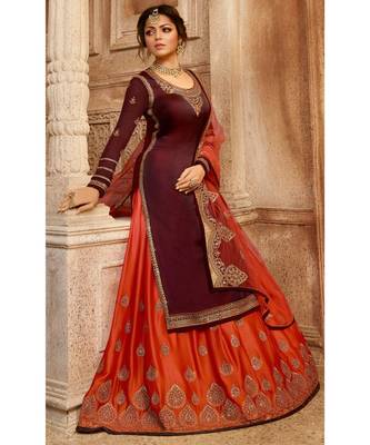 Partywear Designer Embroidery Maroon Fancy 2 Ton Salwar Suit 2