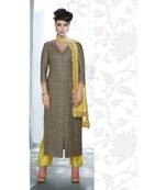 Grey Embroidered Georgette Semi Stitched Salwar With Dupatta