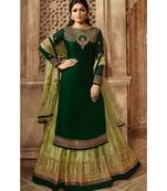 Partywear Designer Embroidery Green Satin Georgette Salwar Suit