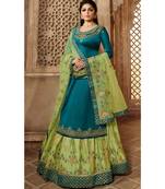 Partywear Designer Embroidery Sky Blue  Satin Georgette Salwar Suit