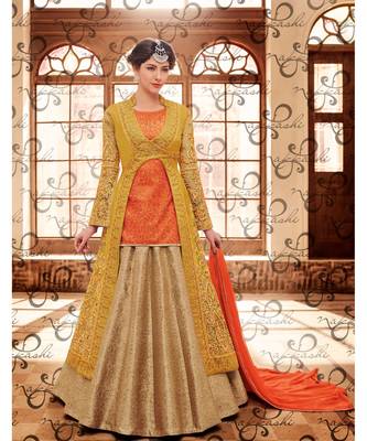Orange  Embroidered Art Silk Semi Stitched Salwar With Dupatta 1