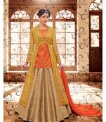 Orange  Embroidered Art Silk Semi Stitched Salwar With Dupatta