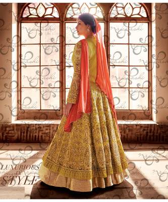 Orange  Embroidered Art Silk Semi Stitched Salwar With Dupatta 2