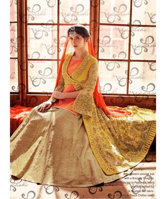Orange  Embroidered Art Silk Semi Stitched Salwar With Dupatta 3