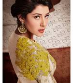 Beige Embroidered Art Silk Semi Stitched Salwar With Dupatta