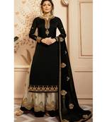 Partywear Designer Embroidery Black Georgette Satin Salwar Suit