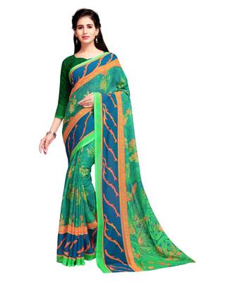 green printed georgette faux chiffon With Blouse 1