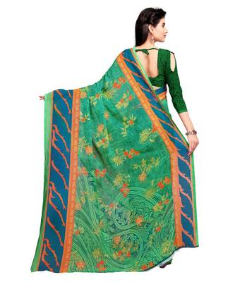 green printed georgette faux chiffon With Blouse 2