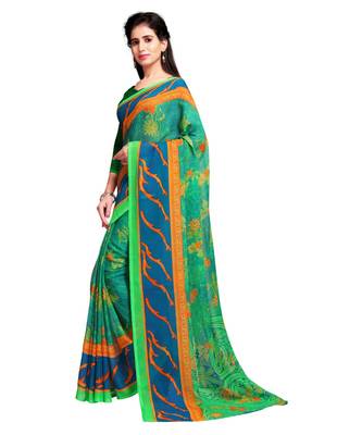 green printed georgette faux chiffon With Blouse 3