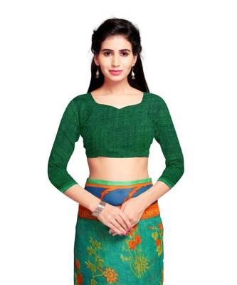 green printed georgette faux chiffon With Blouse 5