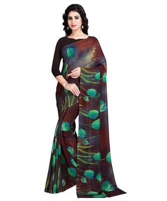 green printed georgette faux chiffon With Blouse 1