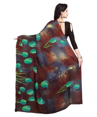 green printed georgette faux chiffon With Blouse 2