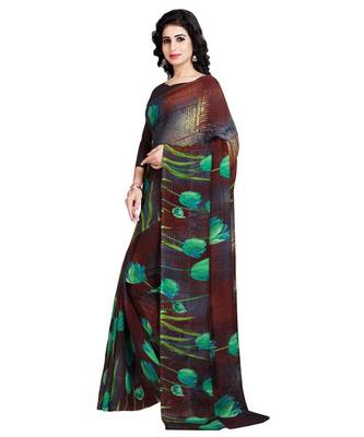 green printed georgette faux chiffon With Blouse 3