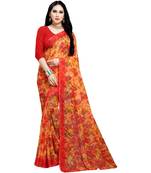 orange printed georgette faux chiffon With Blouse