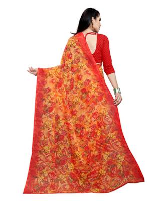 orange printed georgette faux chiffon With Blouse 2