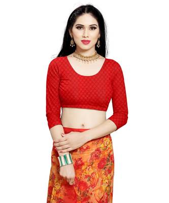 orange printed georgette faux chiffon With Blouse 5