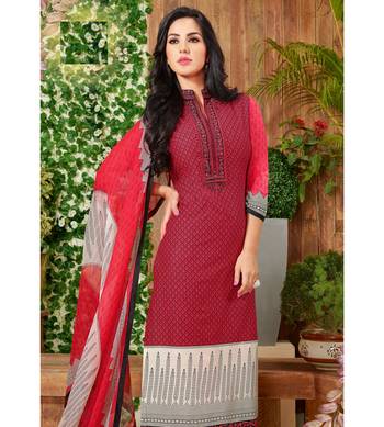 Maroon Embroidered Crepe Semi Stitched Salwar With Dupatta 2