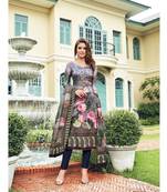 Multi Embroidered Satin Semi Stitched Salwar With Dupatta