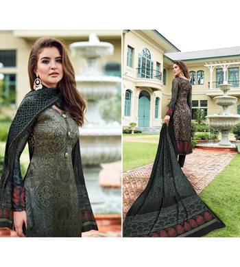 Green Embroidered Satin Semi Stitched Salwar With Dupatta 2