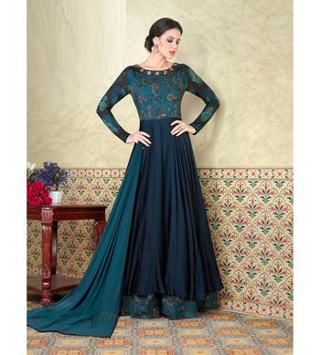 Blue Embroidered Cotton Semi Stitched Salwar With Dupatta 1