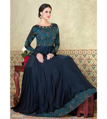 Blue Embroidered Cotton Semi Stitched Salwar With Dupatta 2