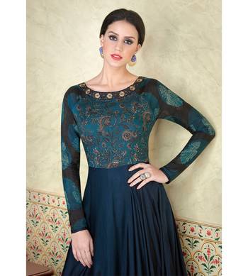 Blue Embroidered Cotton Semi Stitched Salwar With Dupatta 3