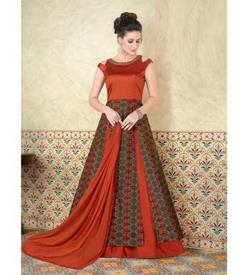 Red Embroidered Art Silk Semi Stitched Salwar With Dupatta 1