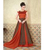 Red Embroidered Art Silk Semi Stitched Salwar With Dupatta