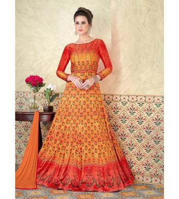 Orange Embroidered Satin Semi Stitched Salwar With Dupatta 1