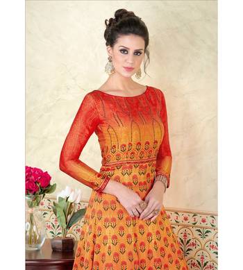 Orange Embroidered Satin Semi Stitched Salwar With Dupatta 3