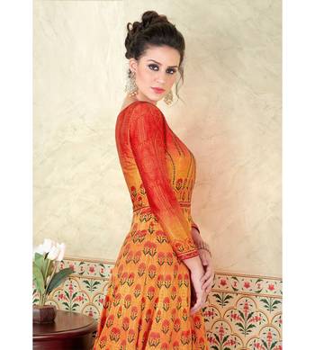 Orange Embroidered Satin Semi Stitched Salwar With Dupatta 4