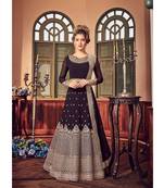 Black Embroidered Georgette Semi Stitched Salwar With Dupatta