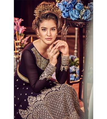 Black Embroidered Georgette Semi Stitched Salwar With Dupatta 2