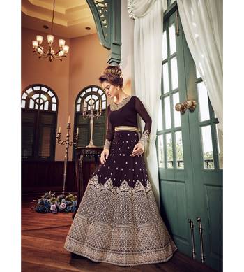 Black Embroidered Georgette Semi Stitched Salwar With Dupatta 3