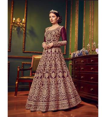 Maroon Embroidered Art Silk Semi Stitched Salwar With Dupatta 3