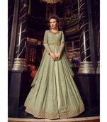 Green Embroidered Georgette Semi Stitched Salwar With Dupatta