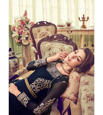 Blue Embroidered Georgette Semi Stitched Salwar With Dupatta 2