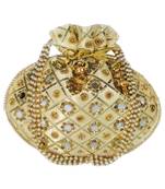 Women's Designer Partywear Bridal Potli Clutch Bag Golden (Single Bag)